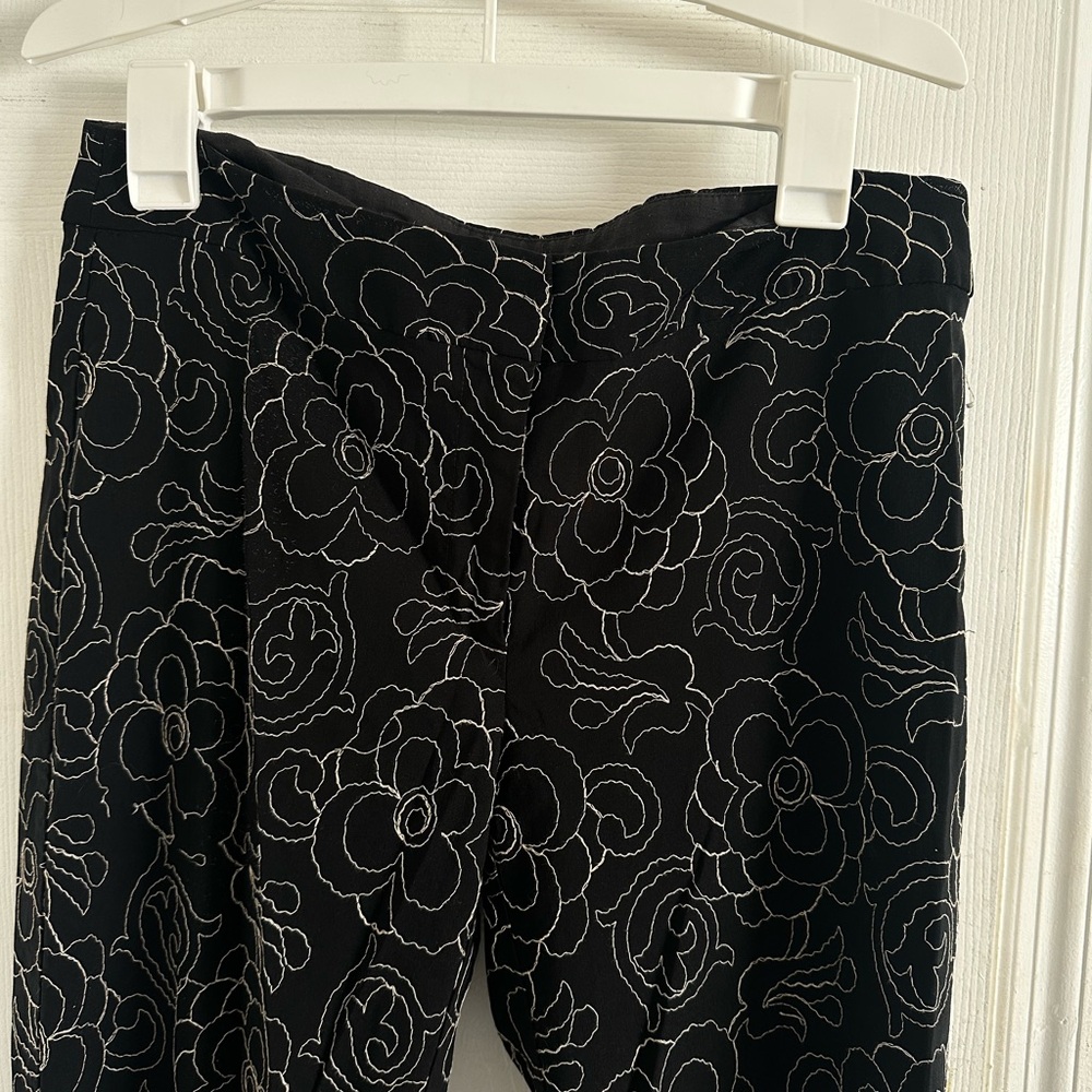 Black Floral Patterned Pants - image 2